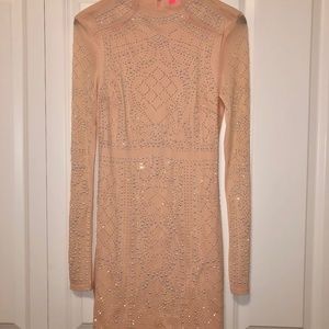 Rhinestone embroidered dress ‘blush’